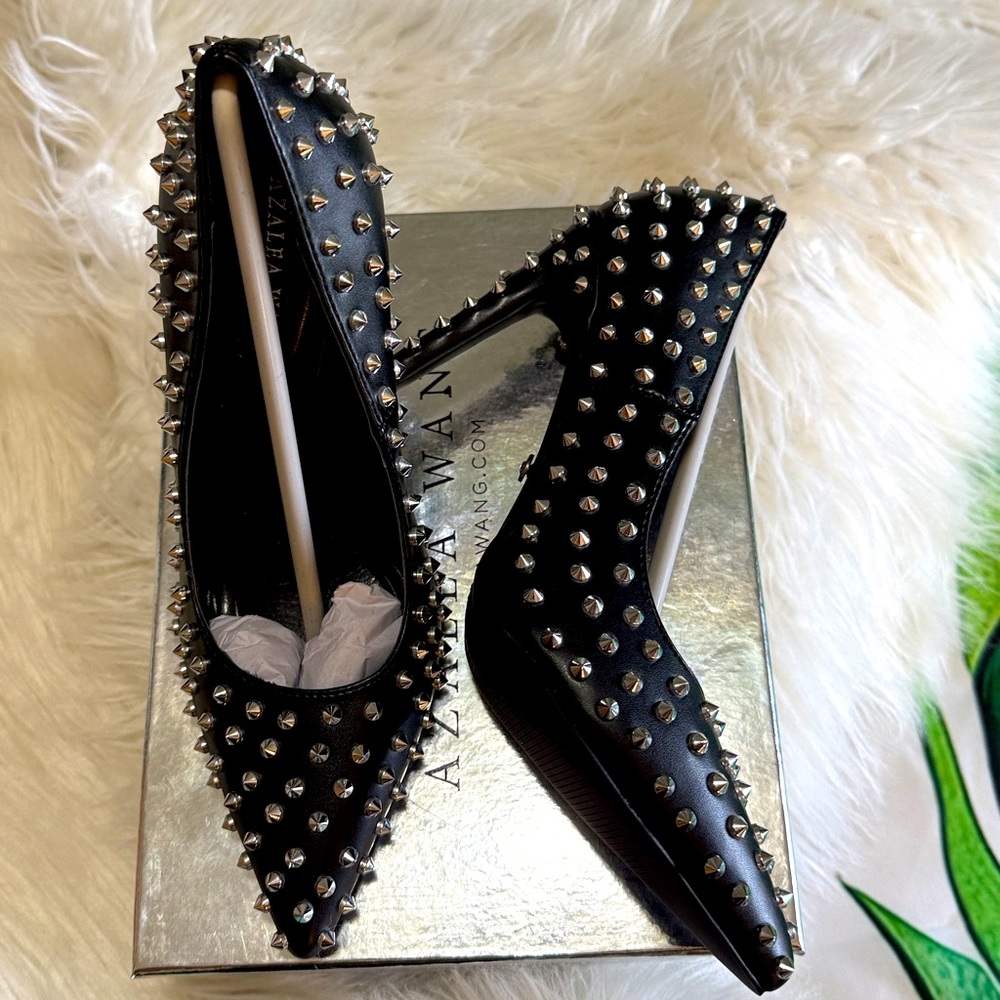 Azalea Wang Black Studded Women's Heels